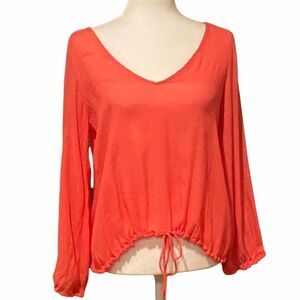 Lucy Love Peasant Shirt Size Small Drawstring Bottom  V Neck Woman’s LongSleeve
